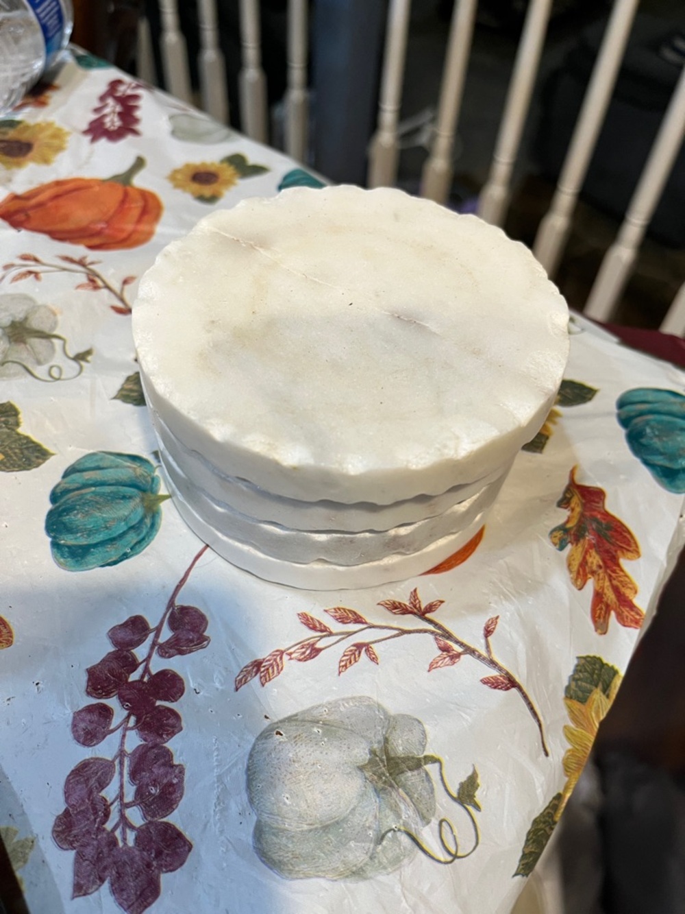 White Marble Look Round Coaster Set - 4 Pieces